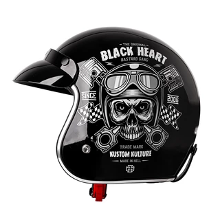 Motorcycle Helmet W-TEC Kustom Black Heart - Ride Culture, Matte Black