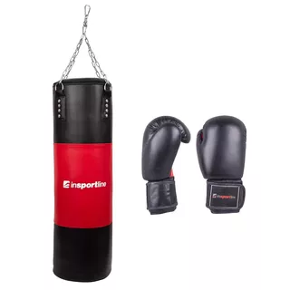 Filling Punching Bag 50-100kg with Boxing Gloves inSPORTline - Black-Yellow - Black-Red