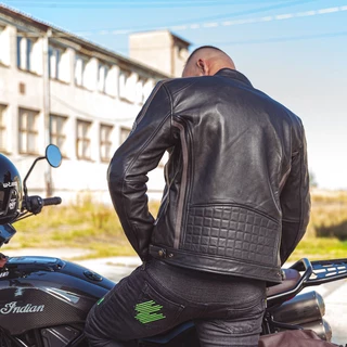 Męska skórzana kurtka motocyklowa W-TEC Makso - czarny z naszywkami