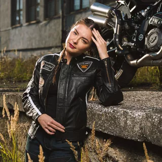 Dámská kožená moto bunda W-TEC Sheawen Lady Black