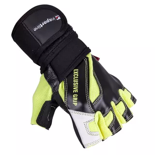 Leather Fitness Gloves inSPORTline Perian - Black-Yellow - Black-Yellow