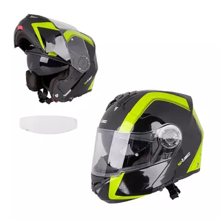 Flip-Up Motorcycle Helmet W-TEC Vexamo V270 PP - Black-Green