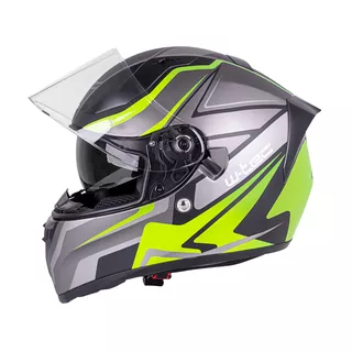 Kask zamknięty W-TEC Vintegra Graphic + blenda - Czarny-fluo żółty