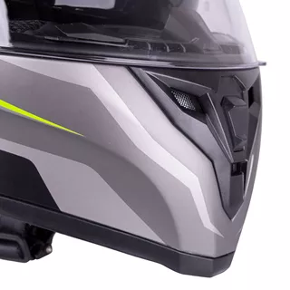 Kask zamknięty W-TEC Vintegra Graphic + blenda - Czarny-fluo żółty