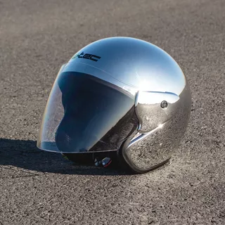 Kask motocyklowy otwarty W-TEC AP-74 chromowany na skuter chopper