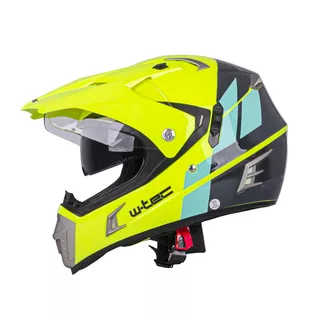 Motorcycle Helmet W-TEC Dualsport - Fluo Yellow-Blue