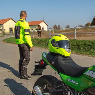 Integral Motorcycle Helmet W-TEC V158 - Fluo Yellow, M (57-58)