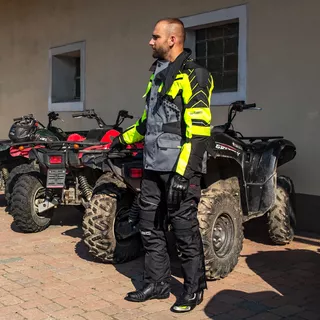 Moto jakna W-TEC Astair - črno-siva-zelena