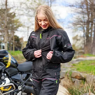 Női motoros kabát W-TEC Progair Lady - fekete-rózsaszín, XS