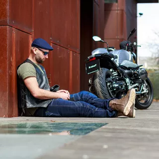 Leather Motorcycle Vest W-TEC Rockridge - Black