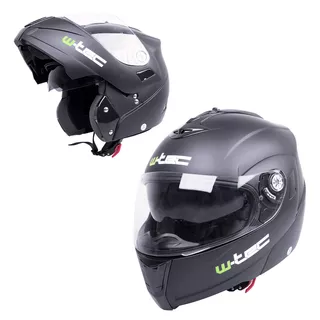 Flip-Up Motorcycle Helmet W-TEC NK-839 - S-Cape White Olive - Matt Black