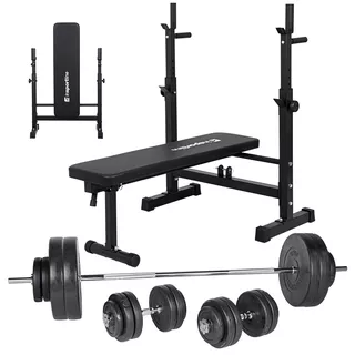 Plate-Loaded Dumbbell Set w/ Bench inSPORTline CEM 180 + 40 cm/30 mm 105 kg