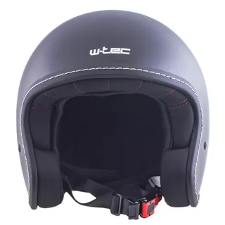 Kask motocyklowy na chopper W-TEC Badachos i gogle Steamrust - Matt.czarny