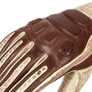 Leather Motorcycle Gloves W-TEC Retro - Brown-Beige