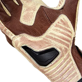 Skórzane rękawice motocyklowe W-TEC Retro Gloves - Brązowo-beżowy