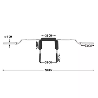 Olympijský hriadeľ na drepy inSPORTline Barsap 220cm/50mm 22,5kg, do 317 kg, bez objímok