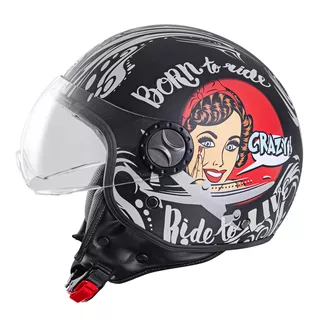 Čelada za skuter W-TEC FS-701BG Black Ride - črna-bela