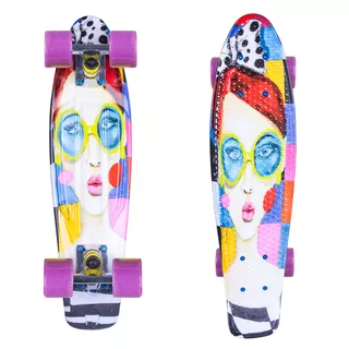 Penny Board ArtFish Face 22" - Black-Violet - Silver-Violet