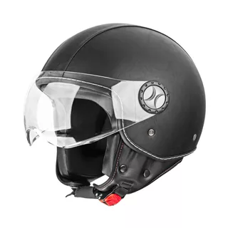 W-TEC FS-701LB Scooter-Helm aus schwarzem Leder - schwarz