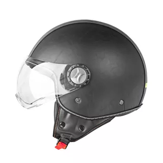 Scooter Helmet W-TEC FS-701LB Leather Black - Black