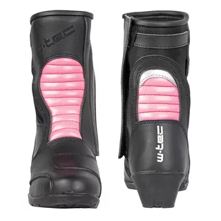 Women's Leather Motorcycle Boots W-TEC Beckie - Black-Pink