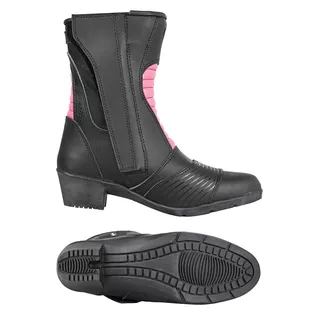 Women's Leather Motorcycle Boots W-TEC Beckie - Black-Pink