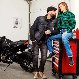 Dámske moto jeansy W-TEC GoralCE - 2. akosť - modrá