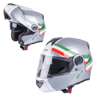 Výklopná moto helma W-TEC Vexamo - černo-šedá - šedá-trikolor