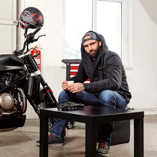 Pánská jeansová letní moto bunda W-TEC Kafec s kapucí