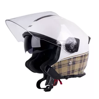 Kask motocyklowy otwarty W-TEC V586 z blendą - Biały perłowy