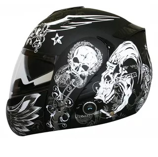 Moto přilba WORKER V210 Bluetooth + Interkom - LEH-crazy skull