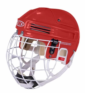 Каска за хокей WORKER Joffy - бяло, S (50-56) - червен