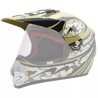 Replacement Visor for WORKER V340 Helmet - Red and Graphics - Khaki