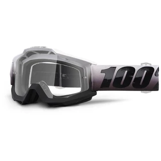 Motocross szemüveg 100% Accuri - Passion zöld, világos plexi - Invaders fehér/fekete, világos plexi