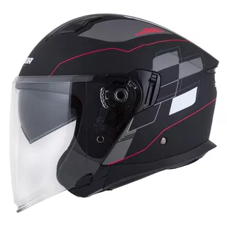 Cassida Jet Tech RoxoR Motorradhelm schwarz matt/weiß/rot/grau