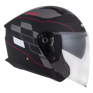 Motorcycle Helmet Cassida Jet Tech RoxoR Matte Black/White/Red/Gray