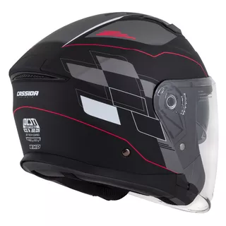 Motorcycle Helmet Cassida Jet Tech RoxoR Matte Black/White/Red/Gray