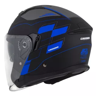 Motorcycle Helmet Cassida Jet Tech RoxoR Matte Black/Blue/Gray/White