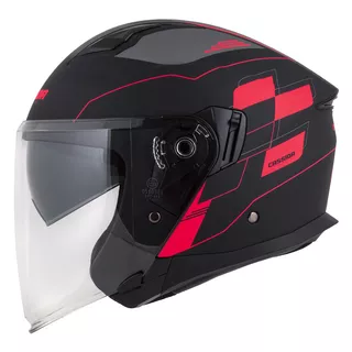 Cassida Jet Tech RoxoR Motorradhelm schwarz matt/fluo rot/grau