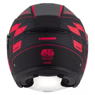 Moto přilba Cassida Jet Tech RoxoR černá matná/červená fluo/šedá - 2.jakost
