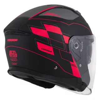 Cassida Jet Tech RoxoR Motorradhelm schwarz matt/fluo rot/grau