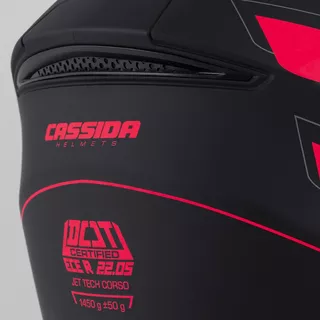 Moto přilba Cassida Jet Tech RoxoR černá matná/červená fluo/šedá - 2.jakost