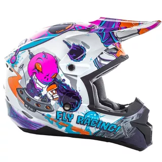 Children's Motocross Helmet Fly Racing Kinetic Youth Invasion - White-Pink