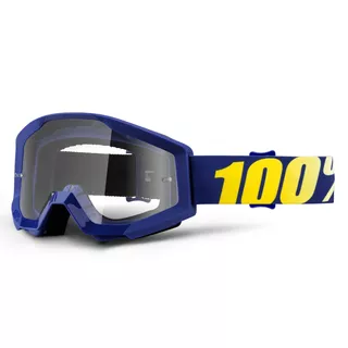 Motocross Goggles 100% Strata - Hope Blue, Clear Plexi with Pins for Tear-Off Foils - Hope Blue, Clear Plexi with Pins for Tear-Off Foils