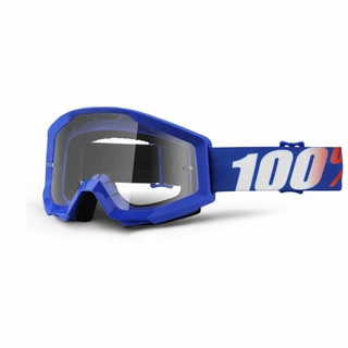 Motocross Goggles 100% Strata - Orange, Clear Plexi with Pins for Tear-Off Foils - Nation Blue, Clear Plexi with Pins for Tear-Off Foils