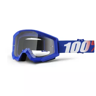 Motocross Goggles 100% Strata - Hope Blue, Clear Plexi with Pins for Tear-Off Foils - Nation Blue, Clear Plexi with Pins for Tear-Off Foils