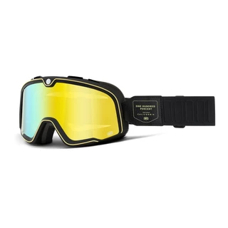 Motokrosové okuliare 100% Barstow - Caliber čierna, zrkadlové žlté plexi