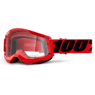 Motocross Goggles 100% Strata 2 - Fletcher Pink, Clear Plexi - Red, Clear Plexi