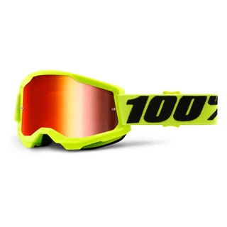 Motocross Goggles 100% Strata 2 Mirror - Black, Mirror Silver Plexi - Yellow, Mirror Red Plexi