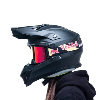 Motocross Goggles Red Bull Spect Strive Panovision, Matte Black, Red Mirrored Lens